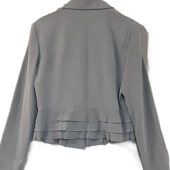 Studio JPR Woman's Jacket Size LARGE, Gray, Hook Closure, Ruffle Design - Picture 2 of 10